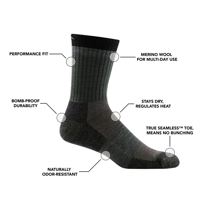 Darn Tough Heady Stripe Micro Crew Lightweight Hiking Socks Mens in Fatigue-1